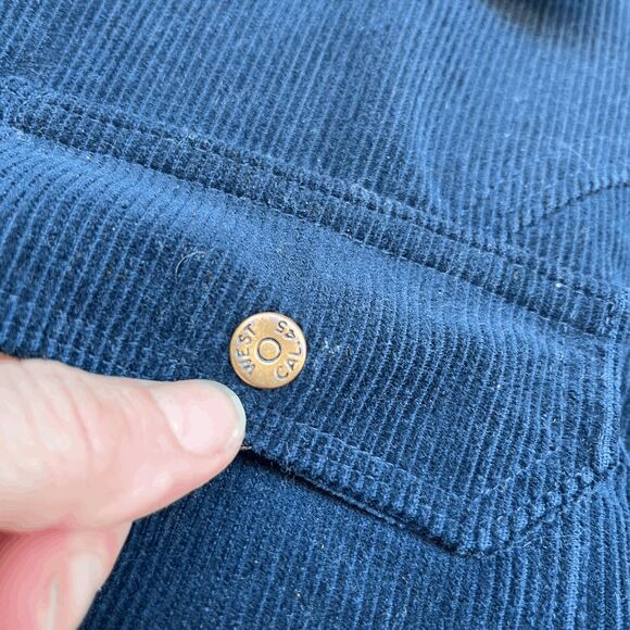 VTG 70s West Cal Cord Trucker Jacket Navy Snap Workwear Ranchwear - Picture 6 of 8
